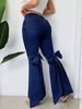 Women's Clothing European And American Retro 3D Bow Slim Fit Medium Elastic Floor Length Flared Jeans For Women_mkmklike.com