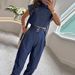 Women's solid color flying sleeves and ribbon short tops slim belt straight pants suit_mkmklike.com