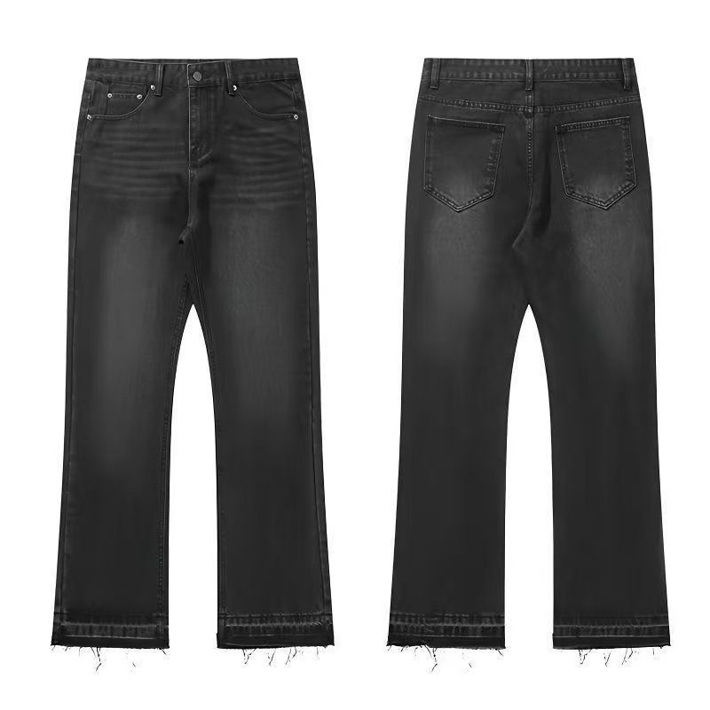American Cleanfit Black Fringed 507 Jeans, Retro Washed And Old Trousers_mkmklike.com