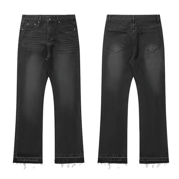 American Cleanfit Black Fringed 507 Jeans, Retro Washed And Old Trousers_mkmklike.com