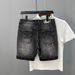 Men's Clothing Trendy Brand Big Hole Denim Shorts Men's Summer New Style Personalized Patch Ink Splash High Street Slim Four Or Five Points Pants_mkmklike.com