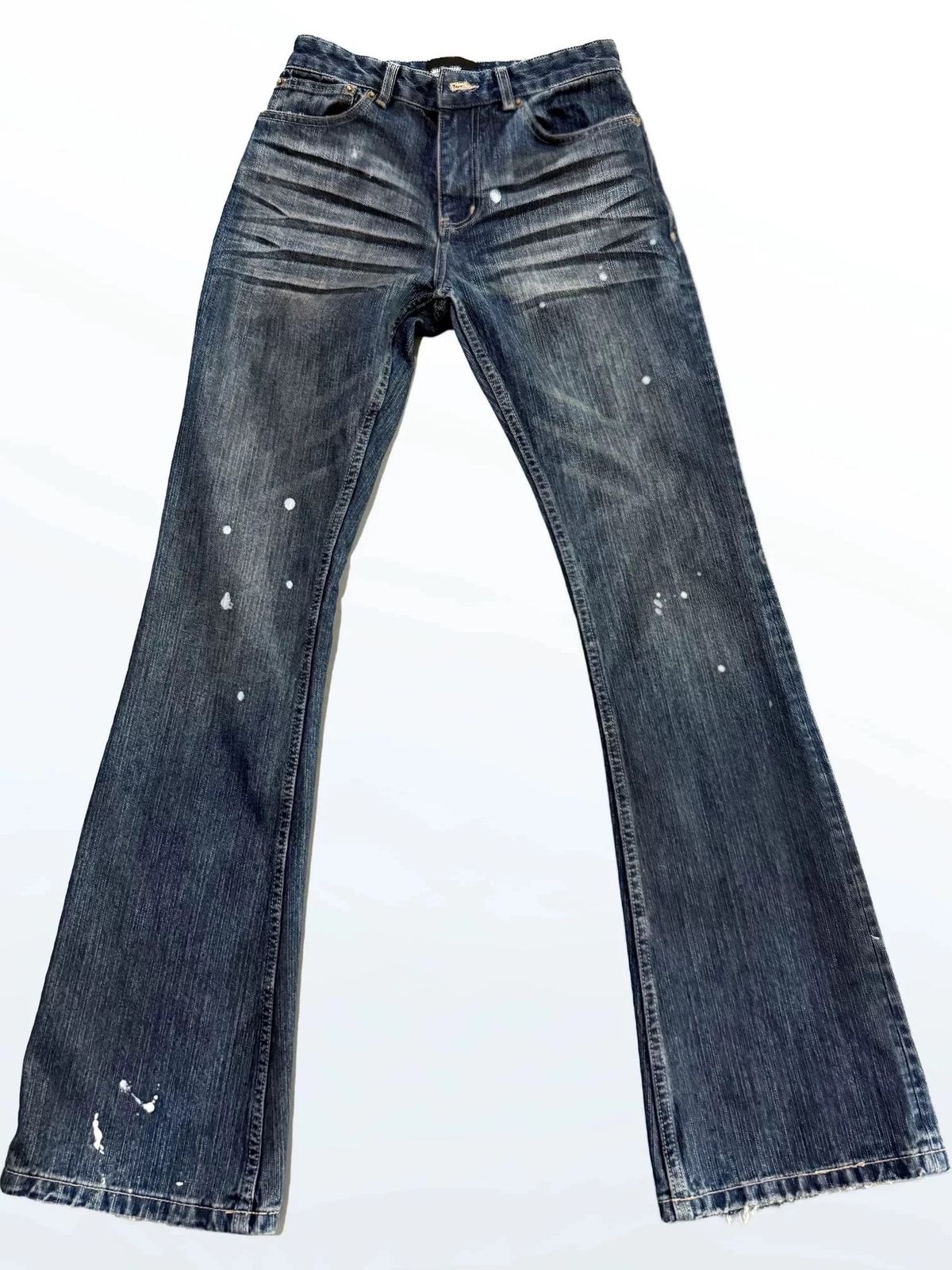 Cleanfit Style Heavy Bootcut Washed Distressed Cat-ear Denim Jeans, Slim Fit Vintage Long Pants For Men_mkmklike.com