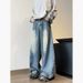 American-style Wide-leg Curved Jeans Men, Spring And Autumn Trendy Brand Long Pants, Straight-leg, Large Size, Loose_mkmklike.com
