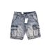 Men's Clothing Retro Old Tough Guy Style Multi Pocket Elastic Workwear Denim Shorts Men's Loose Straight Shorts_mkmklike.com