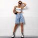 Women's High Waist Loose Fit Washed Denim Shorts – Trendy Distressed Casual Shorts With Stretch Comfort_mkmklike.com
