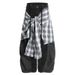 Men's Clothing American Retro Plaid Skirt Stitching Scimitar Jeans Hip Hop Wide Leg Pants For Men And Women_mkmklike.com