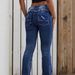 Women's Trendy Distressed Whiskered Stretchy Mid-Rise Straight Leg Denim Jeans Casual Solid Color Spring/Autumn Summer Wear_mkmklike.com