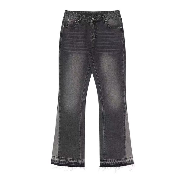 Vintage Washed Denim Jeans – Men’s High Street Wide-Leg Bootcut Jeans With Fringe Detail (S-XL)_mkmklike.com