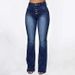 Women's Clothing Women's High Waist Stretch Flared Jeans - Comfortable Cotton Denim Pants For Casual & Office Wear (Dark Blue, Light Blue)_mkmklike.com