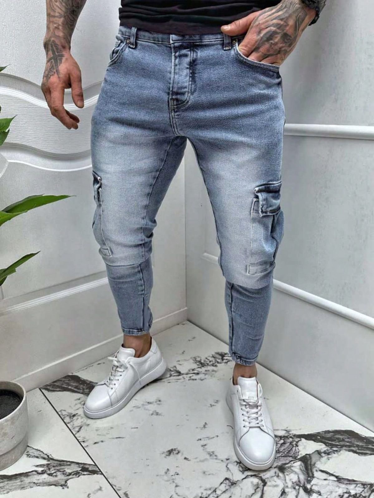 Men's Loose Wide Leg Denim Trousers Fashionable Leopard Print Trendy And Comfortable Long Pants European And American Style_mkmklike.com