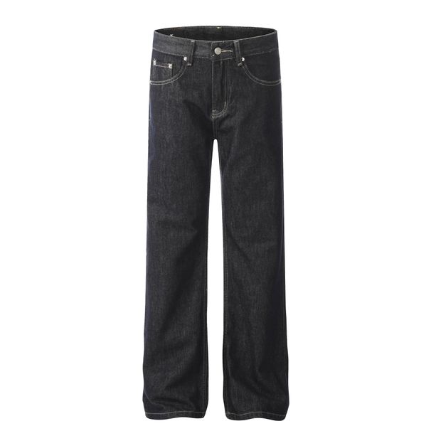 Men's Clothing Retro 2025 Autumn And Winter Trendy Washed Black High End Design Men's Straight Flared Denim Trousers_mkmklike.com