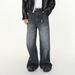 Men's Clothing Vintage Washed Straight-Leg Jeans – Relaxed Fit With Cat Whisker Distressing & High Cotton Content, Trendy Oversized Silhouette_mkmklike.com