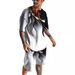 2023 Summer Mesh Set for Men's Trendy Casual Beach Style 3D Digital Printed T-shirt and Shorts_mkmklike.com