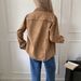 Women's Distressed Fringe Denim Jacket - Oversized Shirt Style Casual Coat With Turn-Up Cuffs (Brown, S-XL)_mkmklike.com