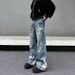 Nordmann American Style Vibe Deconstructed Patchwork Ripped Jeans For Men, Cool High Street Straight Slim Fit Flared Cleanfit_mkmklike.com