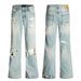 Men's Clothing Vintage Washed Blue Distressed Flared Jeans For Men & Women - High Street Vibe, Loose Fit, Slimming Summer Casual Pants_mkmklike.com