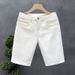 Men's High-End White Denim Shorts Trendy Slim Fit Midweight Polyester Summer Fashion Handsome Solid Color Pants_mkmklike.com