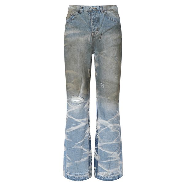 Men's Clothing European And American Style Gallerrry New Retro Distressed Flared Overalls Jeans_mkmklike.com