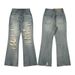 Men's Heavy Ripped Jeans Hip Hop Distressed Loose Fit Slimming Flare Pants American High Street Style For Men And Women_mkmklike.com