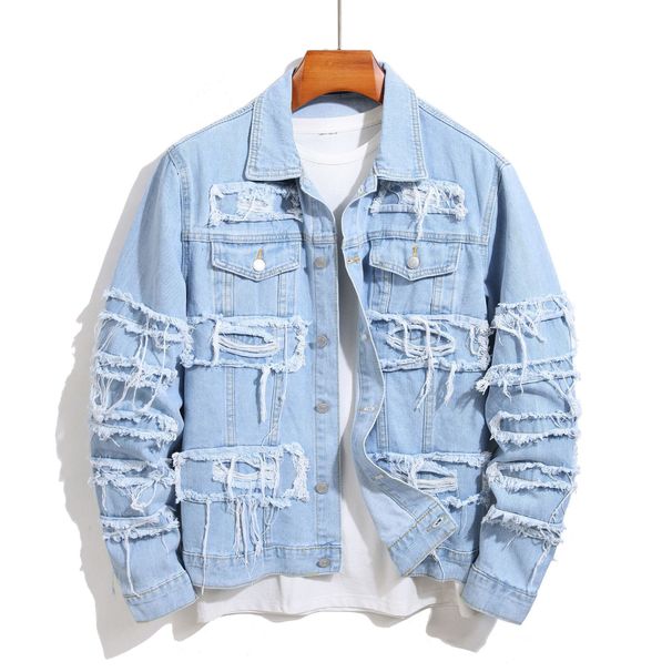 Men's Clothing New Denim Jacket Men's Trendy Street Youth Slim Casual Jacket Tops_mkmklike.com