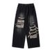 Men's Clothing American Retro Street Washed Ripped Jeans For Men And Women Ins Trendy Loose Slimming Straight Wide Leg Casual Trousers_mkmklike.com