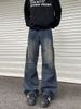 Men's Oversized Cargo Jeans With Pockets American High Street Style Loose Wide Leg Trousers Trendy Paratrooper Casual Autumn Wear_mkmklike.com