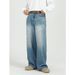 Men's Clothing New Korean Loose and Versatile Blue Straight Leg Jeans for Men_mkmklike.com
