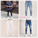 Suitable For All Seasons Men's Jeans Washed Slim Fit Knee Ripped 2018 Spring Summer Thin Style_mkmklike.com
