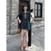 Chicco Vintage Denim Shirt Jacket High Waist Short Skirt Two-Piece Set For Women Autumn New Loose Slimming Casual Outfit_mkmklike.com