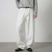 Men's Retro Distressed Embroidered Jeans White Loose-Fit Straight Leg Denim Pants with Contrast Stitching_mkmklike.com
