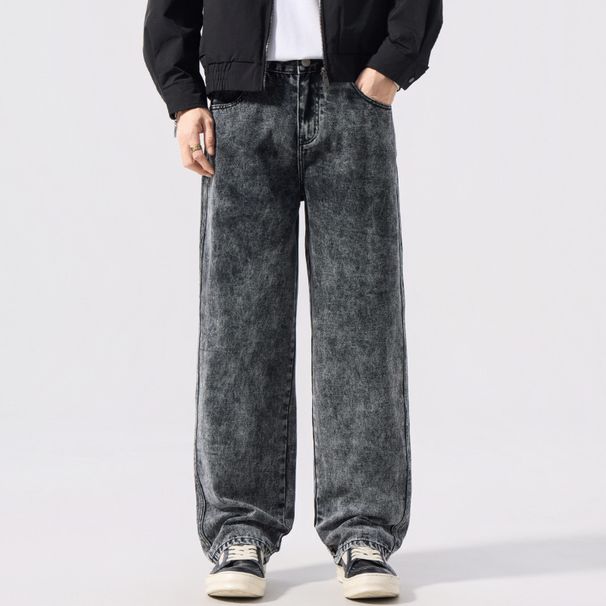 Nordmann Muqiu Men's Clothing | 2025 Autumn Winter New Style Snowflake Washed Vintage Jeans Men Loose Straight Wide-Leg Pants_mkmklike.com
