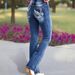 Stretchy Flared Jeans For Women – High-Waisted Embroidered Denim Pants With Bootcut Silhouette (Blue, S-XXL)_mkmklike.com
