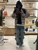 Men's Clothing Heavy Washed Knife Cut Damaged Double Layer Stitching Camouflage Beggar Pants Trendy American Straight Wide Leg Tassel Jeans_mkmklike.com