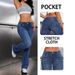 Women's Low-Rise Flared Jeans Royal Blue Distressed Denim Pants Bootcut Hem Stretchy Wide Leg Trousers_mkmklike.com