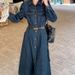 Spring Autumn Long Sleeved Cowboy Dress For Women, 2025 New Style, Fashionable And Trendy_mkmklike.com