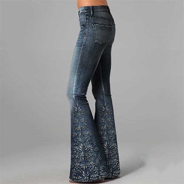 Women's Flared Jeans With 3D Digital Print - Stretchy Polyester Bootcut Pants (S-5XL, Light Blue/Dark Blue/Black/Pink/Colorful Prints)_mkmklike.com
