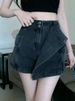 K Irregular Denim Skirt, Women's High Waisted A-line Half Skirt, Spicy Girl Retro Slimming And Hip Hugging Short Skirt_mkmklike.com