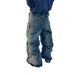 Vintage Washed Cargo Jeans Oversized Workwear Pants With Gradient Fading, Multi-Pocket Utility Design Floor-Skimming Wide Leg For Streetwear Styling_mkmklike.com
