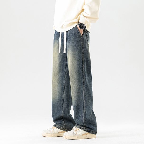 Men's Clothing Jeans Trendy Straight Loose Fashion Workwear Spring And Autumn New Youth Trousers_mkmklike.com