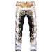Suitable For All Seasons Men's Stretch Slim Fit Colorful Printed Skinny Casual Plus Size Jeans Trendy_mkmklike.com
