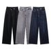 Women's Clothing High Waist Wide Leg Jeans - Double Button Front Streetwear Denim Pants In Blue/Black/Gray_mkmklike.com