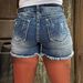 Stretchy Embroidered Denim Shorts For Women - High Waist, Comfortable & Stylish Casual Wear_mkmklike.com