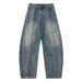 American Washed Scimitar Tooling Jeans Men's Autumn Trendy Brand Splicing Loose Wide-leg Pants High Street Straight Casual Pants_mkmklike.com