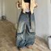 Vintage Washed Distressed Patchwork Cargo Jeans For Men & Women - Streetwear Baggy Wide-Leg Denim Pants With Asymmetrical Hem_mkmklike.com