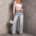Women's Mid-Rise Wide Leg Jeans Retro Style Stamped Detailing Exclusive Cross Border Collection_mkmklike.com