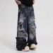 Men's Clothing Distressed Washed Wide Leg Jeans Vintage High Waisted Relaxed Denim Pants With Stretch, Summer Blue Ripped Boyfriend Jeans (S-XXXL)_mkmklike.com