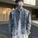 Small Niche Fringed Denim Jacket Men's Retro Washed Gradient Loose Jacket_mkmklike.com