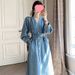 ELLE ELLE 2025 Denim For Women, Beautiful Spring Autumn New European Style, Slimming And Elegant French Style Long Dress_mkmklike.com