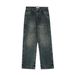 Minimalist Solid Color Washed Vintage Ripped Jeans For Men Ins American High Street Loose Straight Wide-Leg Dad Pants_mkmklike.com