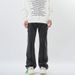 Nordmann American Style Frayed Edge Patchwork Jeans For Men, Stylish Versatile Slimming Black Casual Pants, Loose Straight-Leg_mkmklike.com